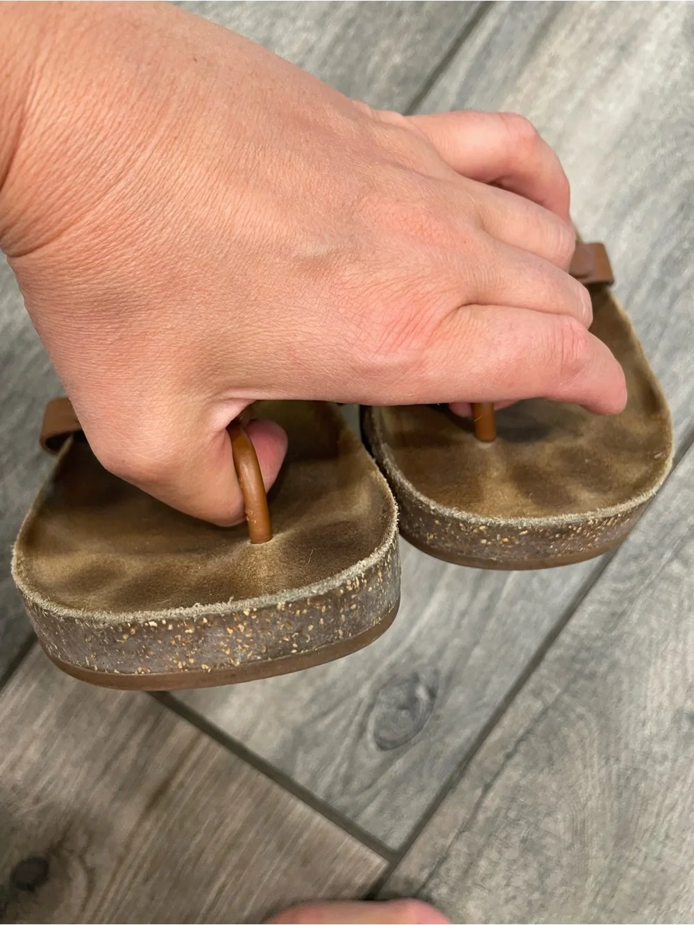 Tory Burch Cognac Leather Logo Thong Sandals